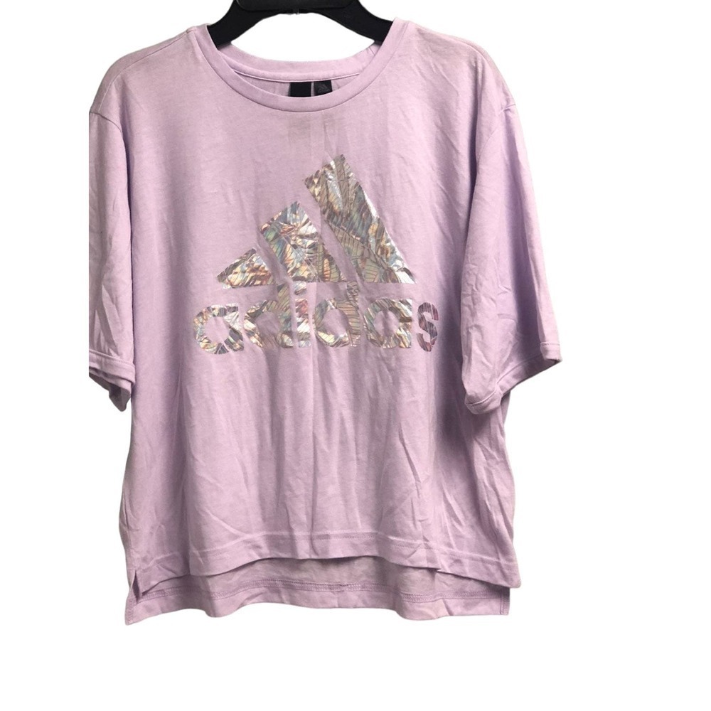 Adidas Oversized Size Medium Women's T-Shirt Holographic Logo